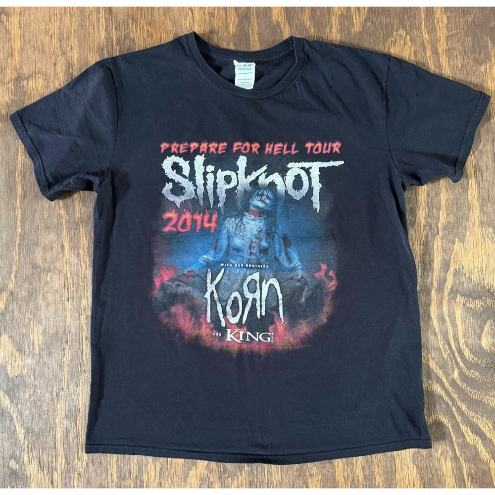 Slipknot Korn 2014 Prepare for Hell Tour Tee L Delta Double Sided Concert Shirt